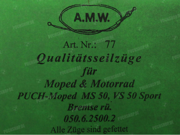 Kabel Puch MS50 / VS50 Sport rem achter A.M.W.